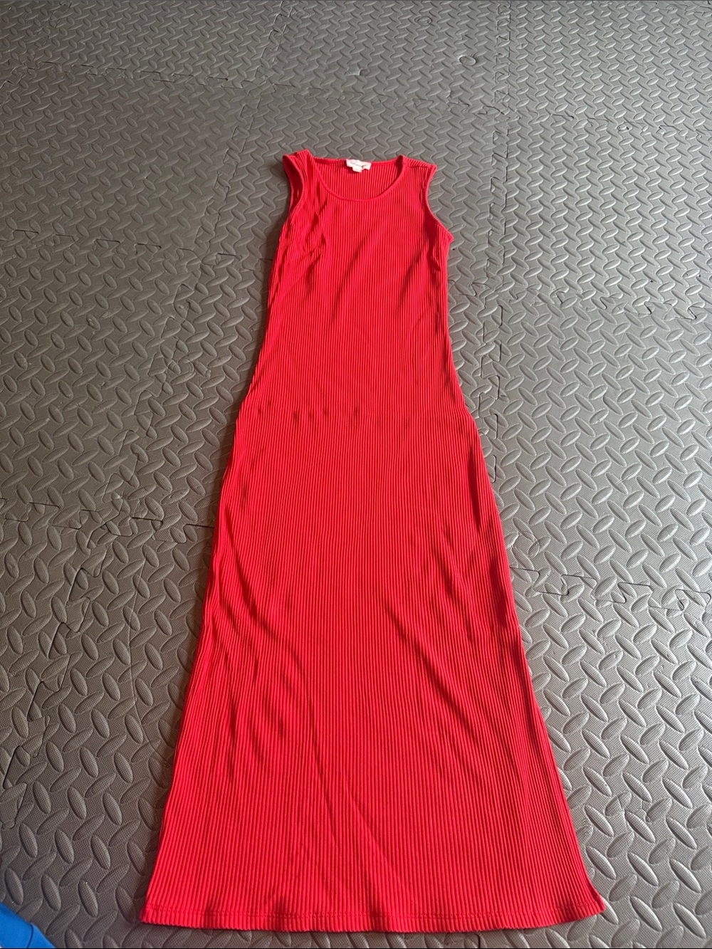 Sugarlips Red Ribbed Sleeveless Maxi Dress